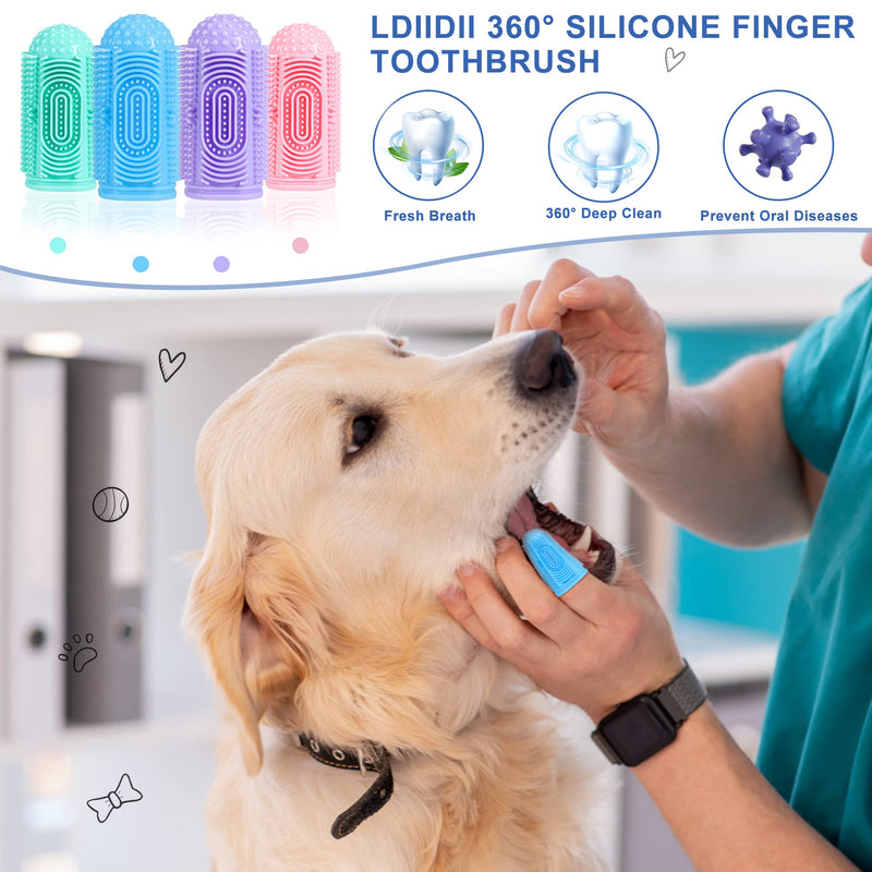 LDIIDII Dog Toothbrush Dog Tooth Brushing Kit 4 Pack Dog Finger Toothbrush for Dog Teeth Cleaning&Dog Dental Care,Dog Tooth Brush Pet Toothbrush Finger Tooth Brush for Medium Large Dog - PawsPlanet Australia