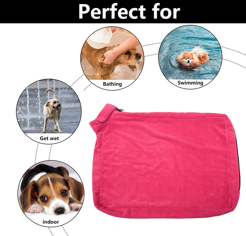 Morezi Dog Bathrobe Towel, Dry Fast Dog Bag, Microfibre Fast Drying Super Absorbent Pet Dog Cat Bath Robe Towel - Red - Medium Plus Medium Plus (96x72cm) - PawsPlanet Australia