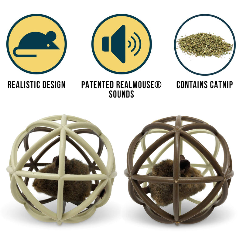 [Australia] - OurPets Ball of Fury Cat Toy Brown/Beige 
