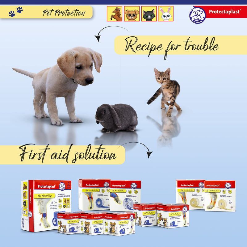 Protectaplast Self-Adhesive Bandage Set of 7 for Pets (3 Sizes) - Self-Adhesive Bandage without Latex & Glue for Dogs, Cats, Horses - Dog & Cat Bandage Material Wounds & Joints 7.5cm x 4.5m, 5cm x 4.5m, 2.5cm x 4.5m - PawsPlanet Australia
