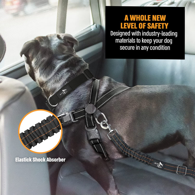 Active Pets Dog Seatbelt, Adjustable Safety Dog Seat Car Harness, Dog Seat Belt for Pets - Durable Dog Seatbelts for Cars - Dog Car Seat Belt for Dogs, Dog seat Belts for Large Dogs, Medium, & Small 1 Pack Orange - PawsPlanet Australia