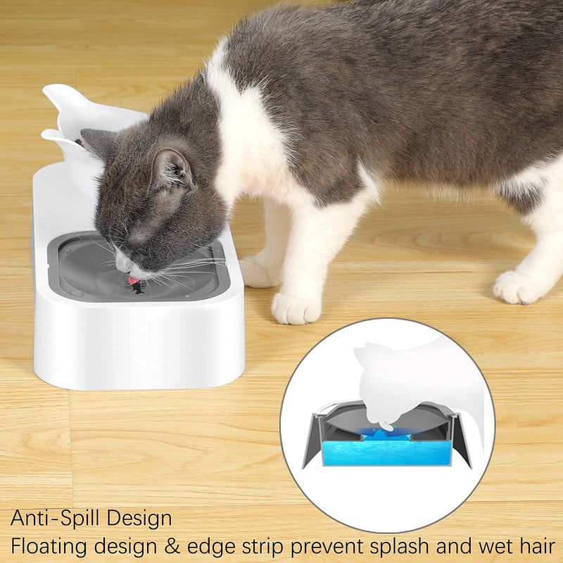 Panzzda Cat Bowls Double Elevated Tilted Cat Bowl for Food and Water Set No-Spill Kitten Dishes Kitty Bowl Raised with Stand No-Slip Dispenser for Indoor Cats & Small Dogs Pets Slow Water Feeder Gray - PawsPlanet Australia