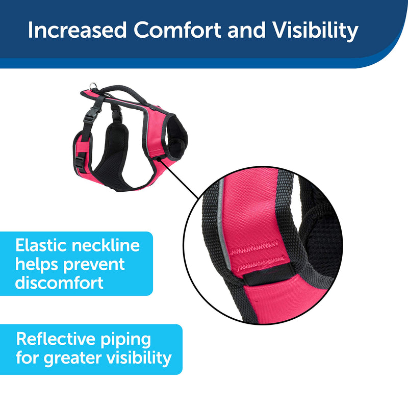 [Australia] - PetSafe EasySport Dog Harness, Adjustable Padded Dog Harness with Control Handle and Reflective Piping Pink Medium 