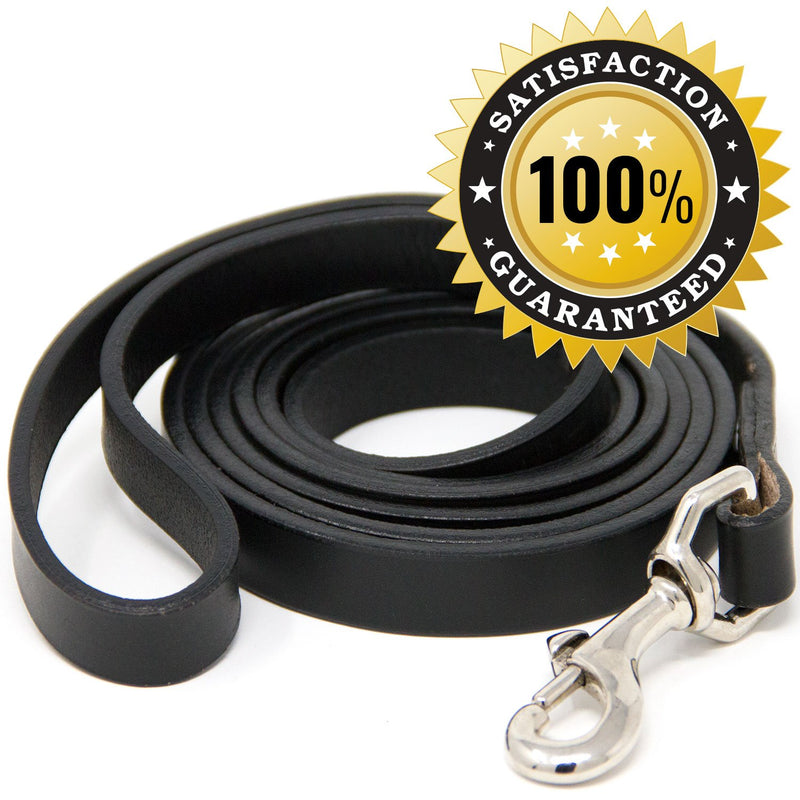 [Australia] - Hero Leather Training Leash - 6 Foot Black 