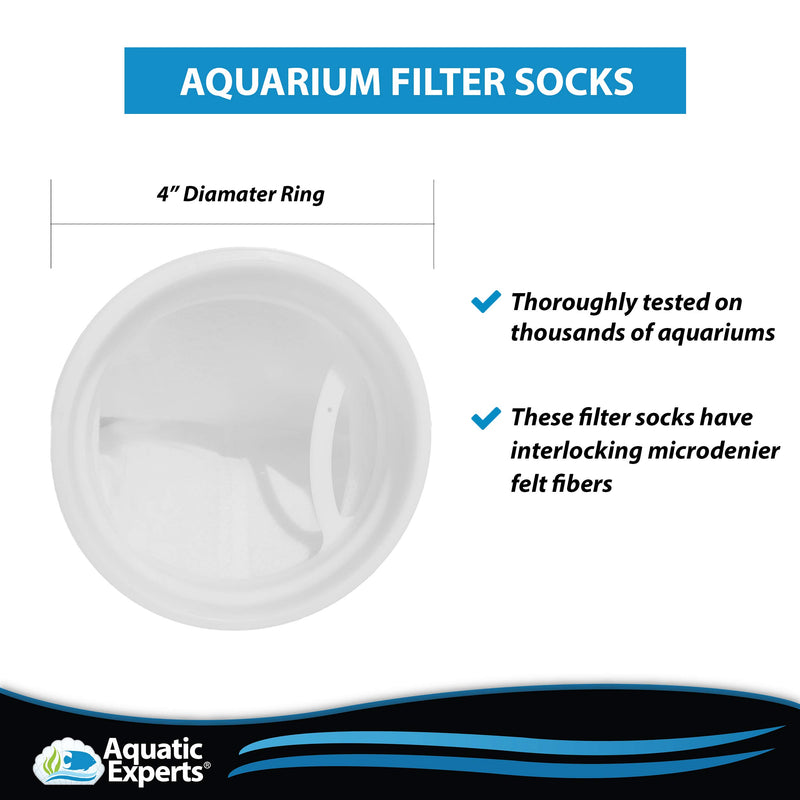 Aquatic Experts Filter Socks 200 Micron - 4 Inch Ring by 14 Inch Long – Long - Premium Aquarium Felt Filter Bags - Custom Made in The USA 2 Pack Welded - PawsPlanet Australia