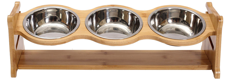 Geyecete Lifting pet bowl cat dining table Cat Bowls Raised Dog Cat Feeder Solid Stand with stainless steel, Bowl Pet Bowls for Cats and Puppy, Adjustable height-Triple Bowls Triple Bowls - PawsPlanet Australia