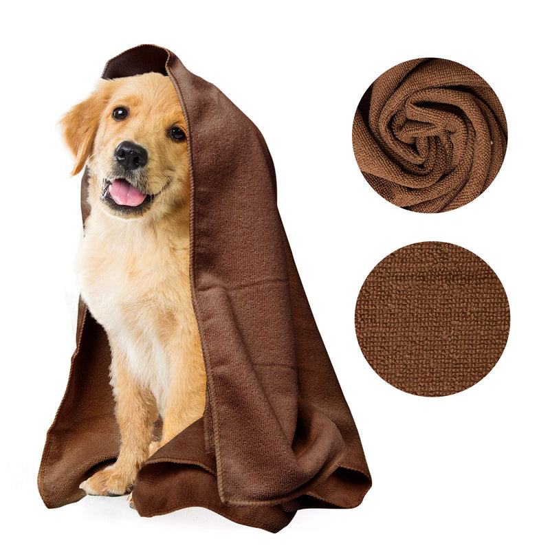 My Doggy Place Pet Dog Cat Microfiber XL Drying Towel 45x28 inch, Ultra Absorbent for Bathing and Grooming (Brown, Oatmeal, Charcoal, Light Gray, Teal, Sage Green, Charcoal Striped with Paw Print) 1 Pack Brown w/ Print - PawsPlanet Australia