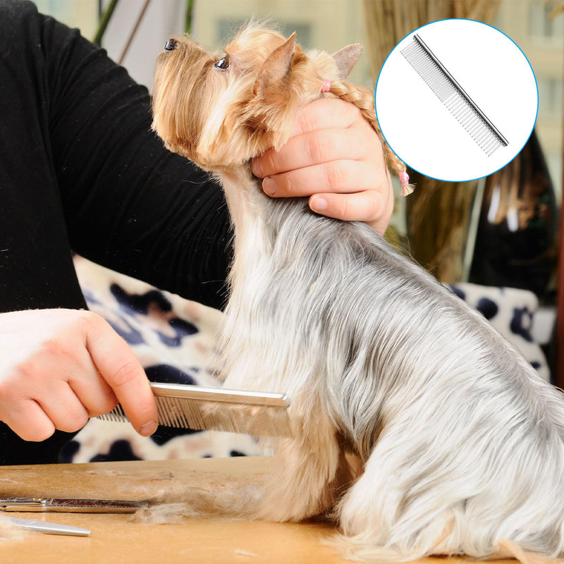 Rounded Teeth Dog Comb, 1 Piece 2-in-1 Silver Stainless Steel Pet Comb Dog Combs Stainless Steel Pet Grooming Comb for Removing Tangles Hair - PawsPlanet Australia