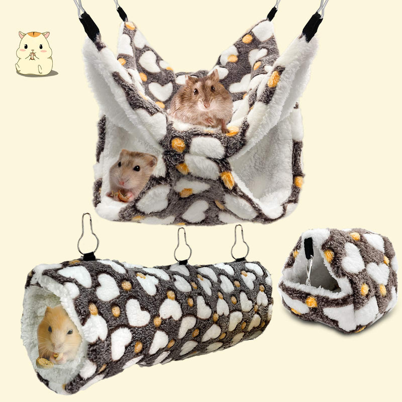 3 Pieces Small Pet Cage Hammock Set Hammock Hanging Tunnel Rat House for Small Animals Soft Double-Layer Sugar Glider Hammock Accessories Set for Parrot Ferret Squirrel Hamster Rat Playing Sleeping - PawsPlanet Australia