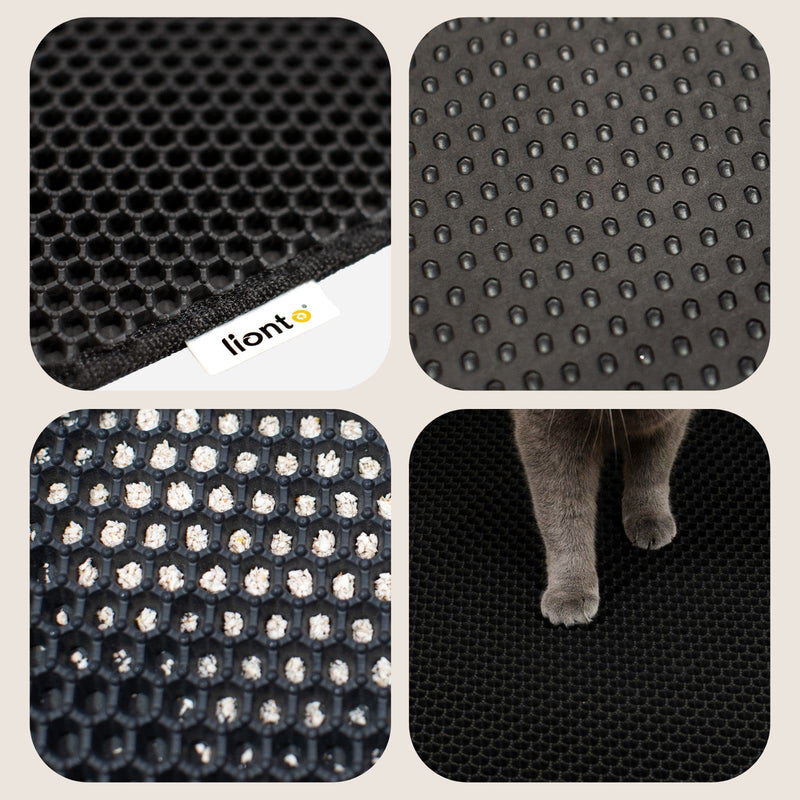 lionto cat litter mat, cat litter mat, rug for cat toilet, waterproof double-layer mat, 76 x 61 x 1.3 cm, black, 76 x 61 cm, 1 piece (pack of 1). - PawsPlanet Australia