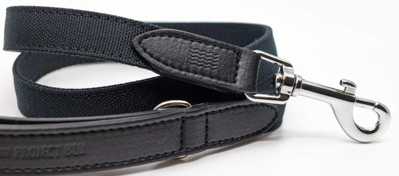 Project Blu Eco Friendly E-Leather Dog Lead, Sustainable and Recycled Pet Leash 110cm (Santorini (Black)) Santorini (Black) - PawsPlanet Australia