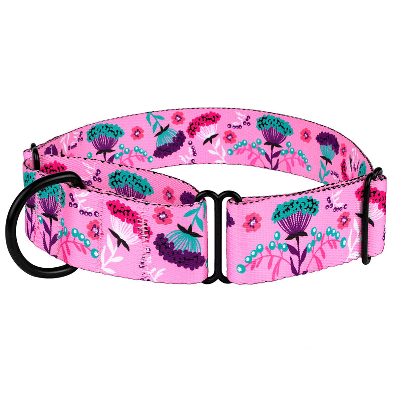 [Australia] - CollarDirect Martingale Collars for Dogs Heavy Duty Floral Pattern Female Safety Nylon Training Wide Collar Flower Design Large Medium L, Neck Size 15"-20" Pink 