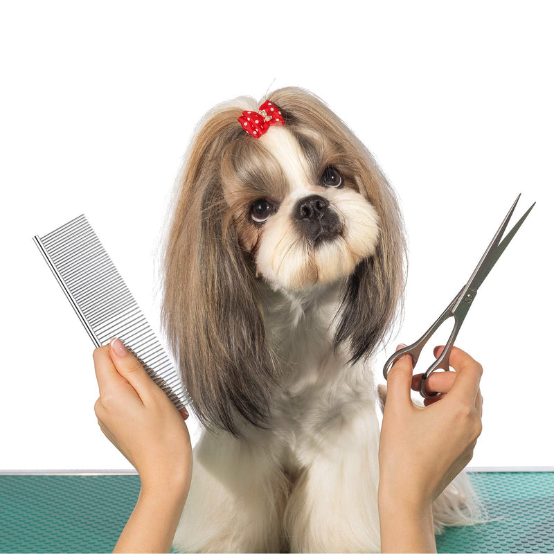 Stainless Steel Pet Comb Pet Grooming Comb Rounded Teeth Dog Comb for Large, Medium and Small Dogs and Cats with Tangled Short/Long Hair (19 x 5 cm) 19 x 5 cm (Pack of 1) - PawsPlanet Australia