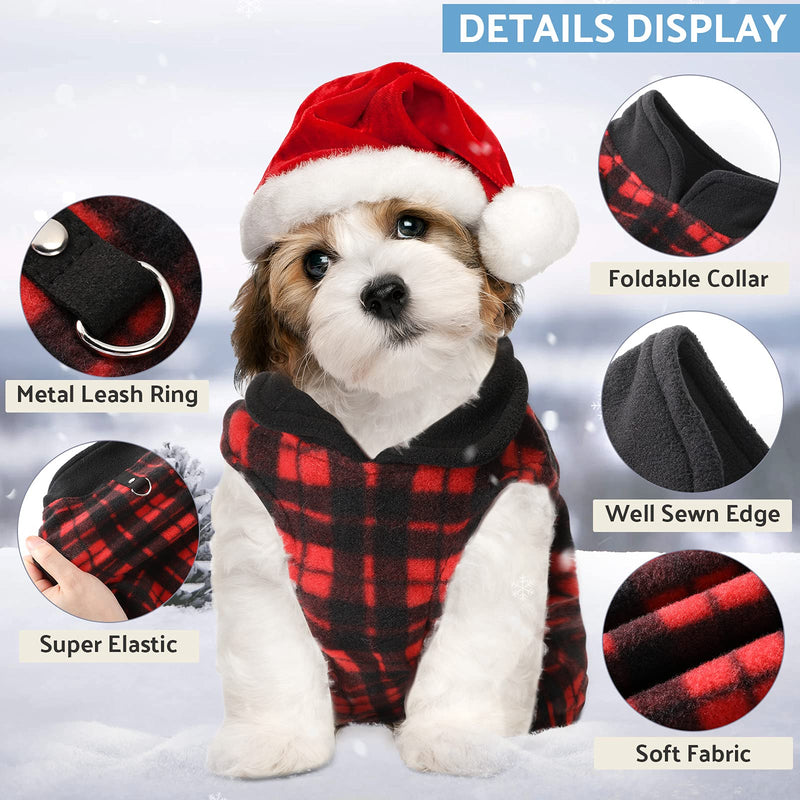 4 Pieces Fabric Dog Sweater with Leash Ring Winter Fleece Vest Dog Pullover Jacket Warm Pet Dog Clothes for Puppy Small Dogs Cat Chihuahua Boy X-Small - PawsPlanet Australia