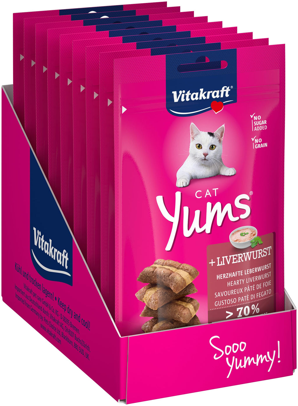 Vitakraft Cat Yums, cat snack, with hearty liver sausage, extra meaty, with visible filling, in a resealable bag (1x 40g) - PawsPlanet Australia