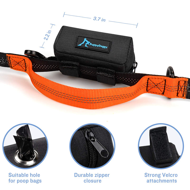 PuppyDoggy Hands Free Dog leash Reflective 6 ft For Large and Medium Dogs with Adjustable Waist Belt & Chain Martingale Dog Collar & Poop Bag Dispenser for Running Walking Training (Large, Orange) - PawsPlanet Australia