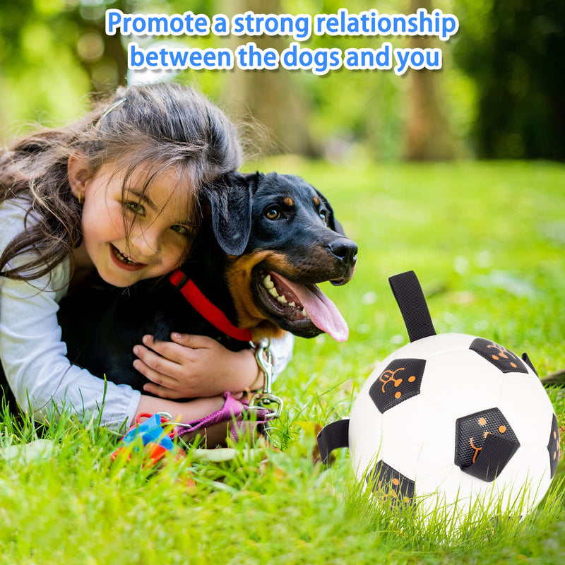 Dog Soccer Ball, Dog Ball Toys with Grab Tabs, Interactive Outdoor Indoor Dog Toy, Durable Puppy Outside Balls for Small Medium Breed, Dog Tug Toy, Pet Water Toy for Australian Shepherd,Gifts for Dogs - PawsPlanet Australia