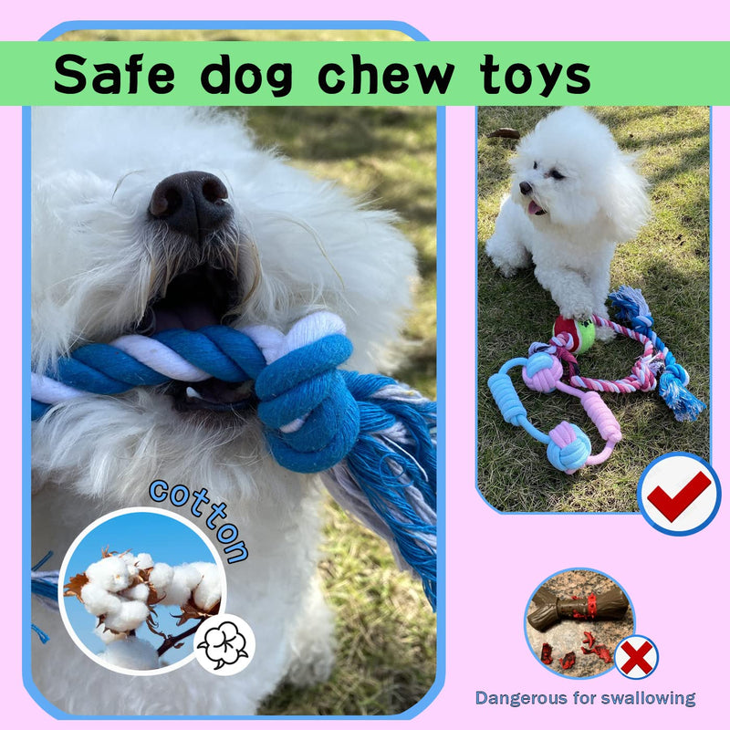Dog Chew Toys for Puppies Teething, 3 Pcs Bulk Dog Toys for Aggressive Chewers Interactive Cotton Rope Toys for Small Medium Dogs, Puppy Rope Toy, Durable Dog Teething Toys, Dog Tug of War Toys - PawsPlanet Australia