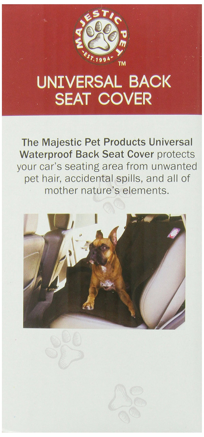 [Australia] - Black Universal Waterproof Back Seat Cover By Majestic Pet Products 
