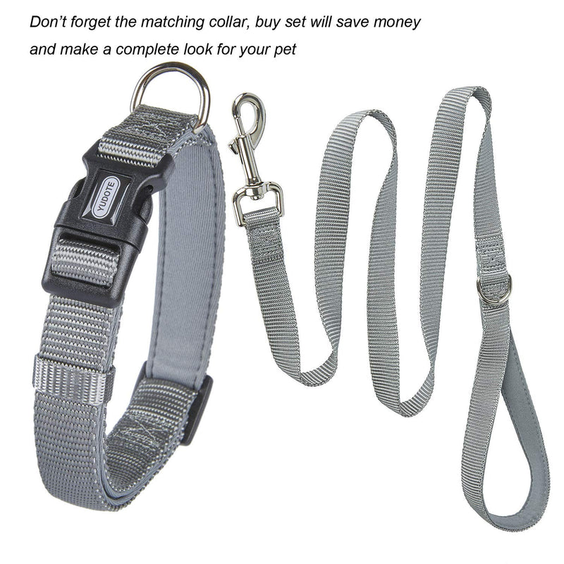 YUDOTE Nylon Dog Leads with Neoprene Padded Handle,Easy to Clean Soft Lightweight Strong Leash for Small to Medium Sized Breeds Daily Walking,120cm Long,Charcoal Grey 2cm Width, 120cm Length Charcoal Grey - PawsPlanet Australia