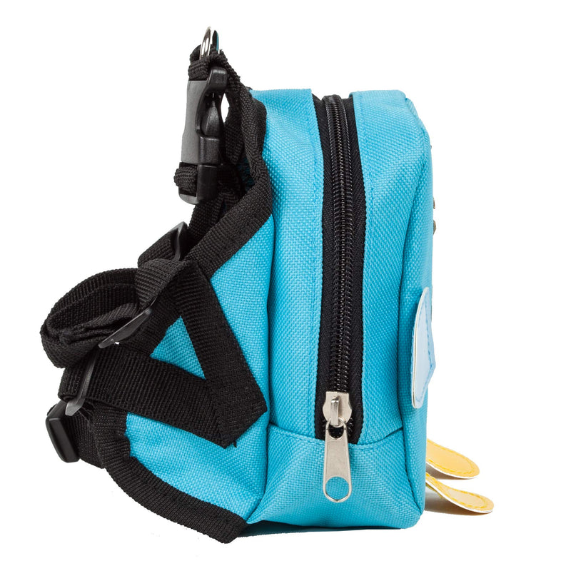 [Australia] - Pet Life 'Waggler Hobbler' Large-Pocketed Compartmental Animated Dog Harness Backpack Medium Blue 