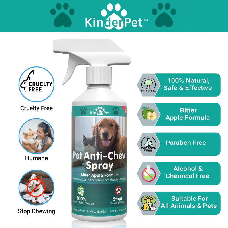 KinderPet Pet Anti Chew Spray Bitter Apple Spray 500ML Household Pet Chewing Deterrent Alcohol Free Anti Chew Repellent Formula for Pet Puppies Dogs Kittens Cats - PawsPlanet Australia