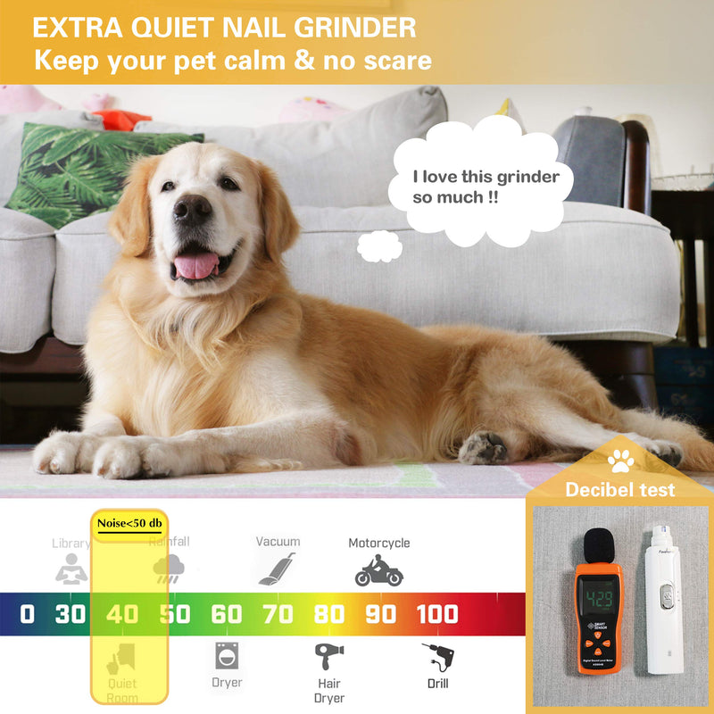 [Australia] - Dog Nail Grinder Electric Pet Nail File,Light up 2 Speeds Rechargeable Cat Nail Trimmer Quiet Dogs Paw Grooming and Smoothing for Dogs and Cats 