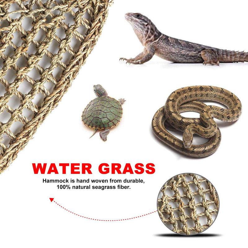 Wuhostam Reptile Hammock Lizard Lounger, 100% Natural Seagrass Fibers for Anoles, Bearded Dragons, Geckos, Iguanas, and Hermit Crabs with 6 Hooks Polygon - PawsPlanet Australia