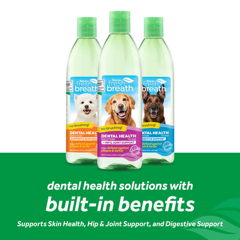 Fresh Breath by TropiClean Oral Care Water Additive Plus Hip & Joint for Pets, 16oz - Made in USA - PawsPlanet Australia