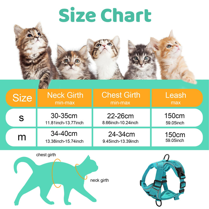 Cat Harnesses with Leash Adjustable Harness for Cats Breathable Escape Proof Chest Harness for Kittens, Dogs Puppies Train Walking (M) M - PawsPlanet Australia