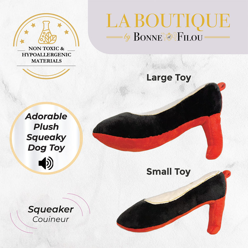 Bonne et Filou - Red High Heel Plush Dog Toy, Durable and Soft Dog Chew Toy, Perfect for Small, Medium or Large Breeds and a Great Dog Plush Toys for Aggressive Chewers (Small) - PawsPlanet Australia