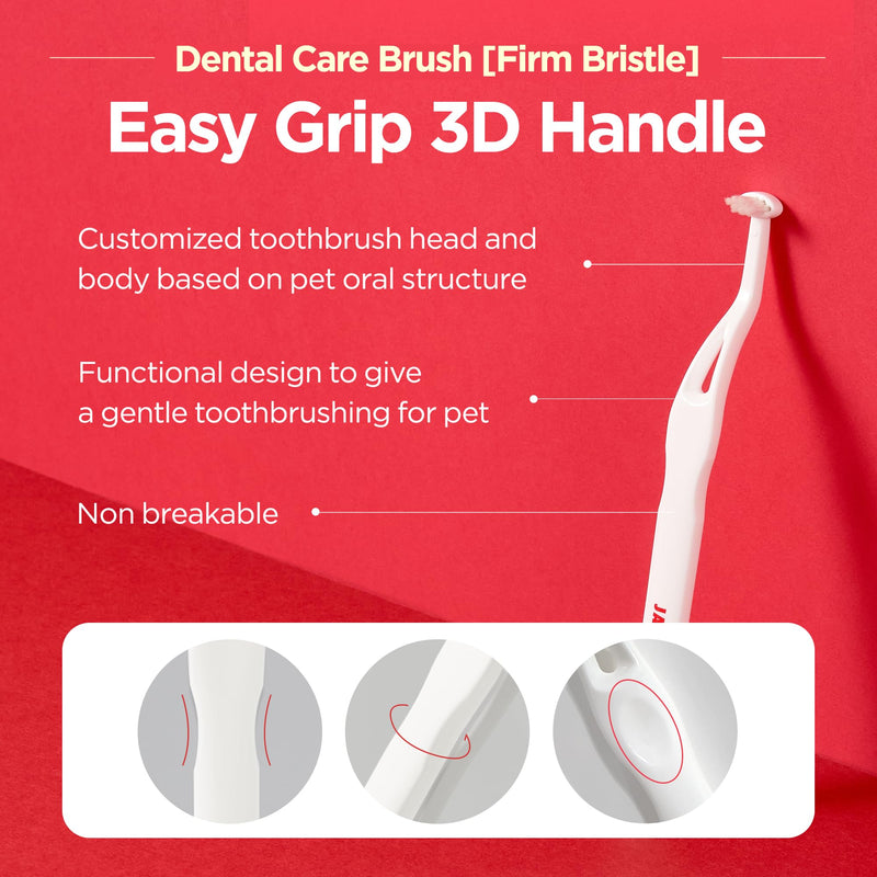 JAYU PET Dental Care Brush (Firm Bristles) - Resilient Toothbrush for Dog Tartar & Plaque Removal, Horizontal Head and S-Curved Body - PawsPlanet Australia