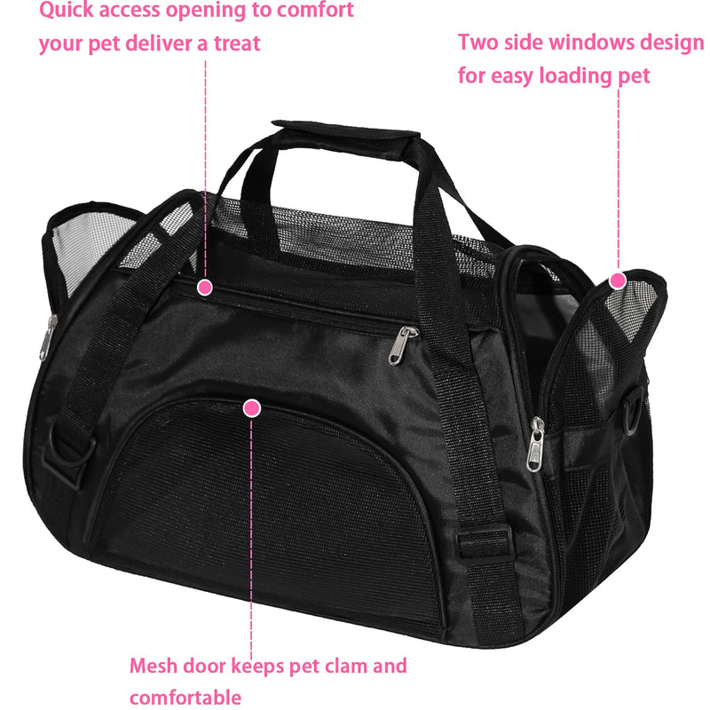 MuchL Cat Carrier Soft-Sided Pet Carrier for Small Medium Cats, Puppies, Dog Carrier Pet Travel Bag for Small Dogs Comfort Portable Foldable Pet Bag Airline Approved (Medium Black) - PawsPlanet Australia