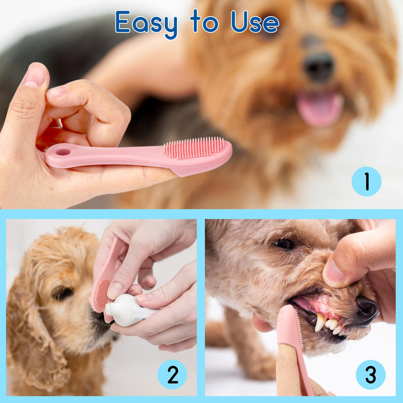 Silicone Toothbrush for Pets Pack of 6 Dog Toothbrush Reusable Pet Finger Toothbrush Long Handle Cat Dog Toothbrush for Small Dogs Cats Dental Care 10x2.5cm - PawsPlanet Australia