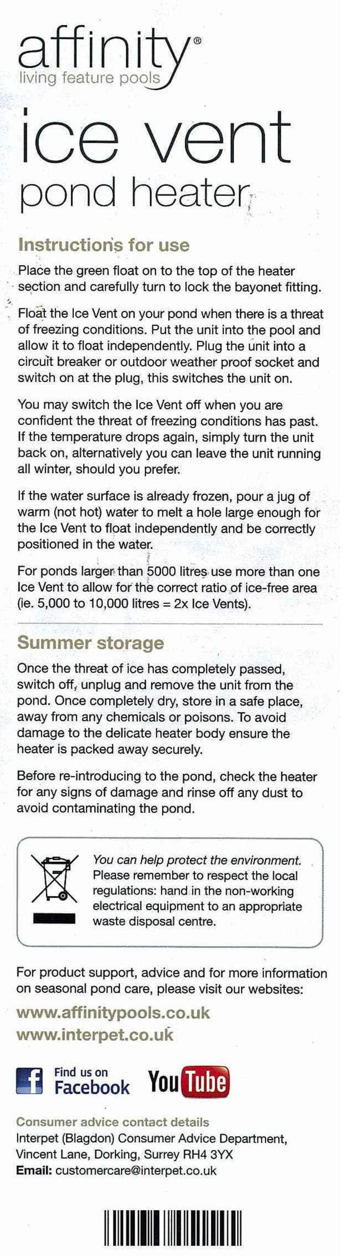 Blagdon Affinity Ice Vent Pond Heater, Allows Oxygen In, Toxic Gases Out, Allows Fish to Breathe, for Ponds up to 5000 Litre - PawsPlanet Australia