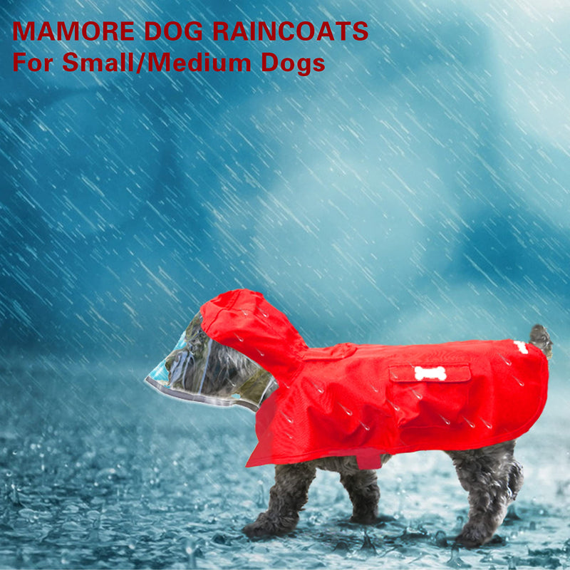 Dog Waterproof Raincoat with Poncho Hoodie, High Reflective Adjustable Yellow Pet Rain Jacket with Leash Hole for Small Medium and Large Dogs X-Small Red - PawsPlanet Australia