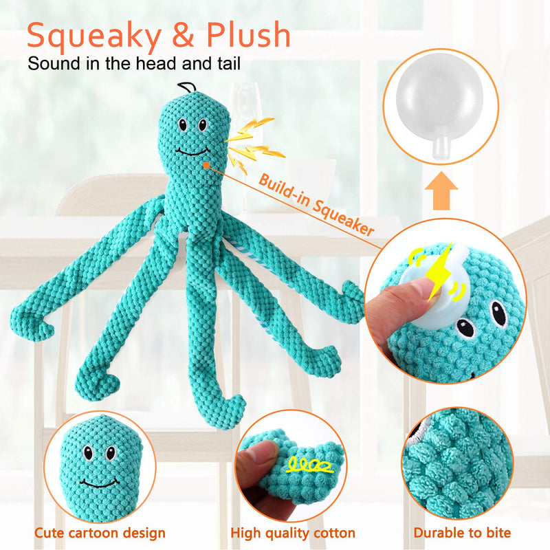 VIEWLON Squeaky Dog Toys, 3 Pack Dog Plush Toy Set, Durable Puppy Chew Toys for Teeth Cleaning, Interactive Training Toys for Small Medium Dogs - Scream Chicken, Dinosaur and Octopus. - PawsPlanet Australia