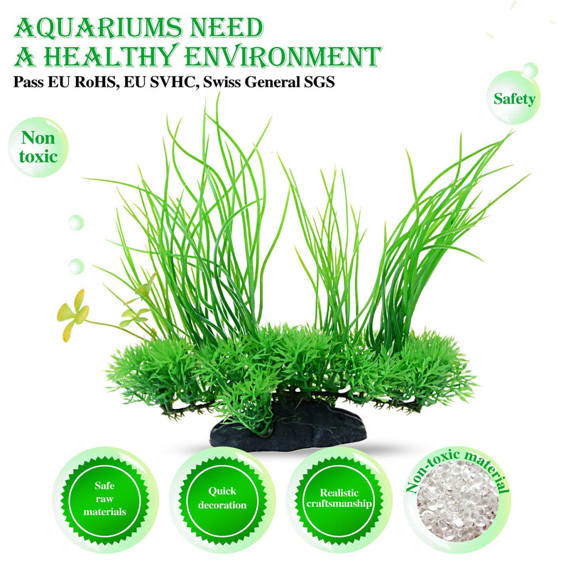 [Australia] - Saim Plastic Artificial Aquarium Long Leaf Plant Decor Fish Tank Ornament Green Yellow 7.9" Height 1 Pcs 