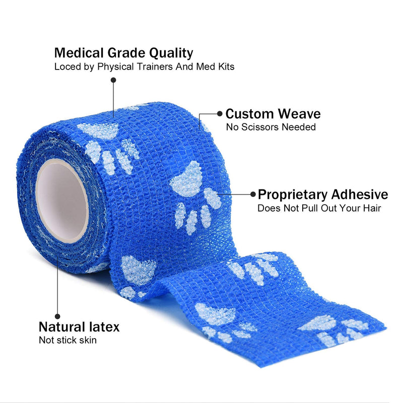 TOBWOLF 2" Cohesive Bandage Vet Wrap Elastic & Breathable for Pet Dog Cat Animal Wound - 6 Pack - PawsPlanet Australia