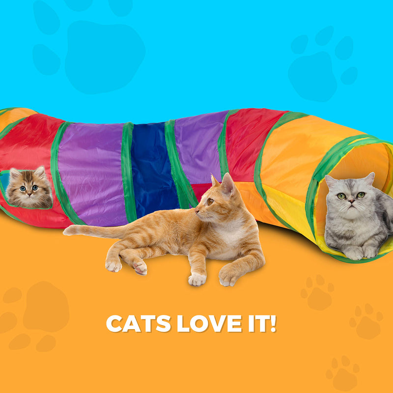 Cat Tunnels House Tent Cats Play Tunnel Tube Toy Collapsible Large Long S Shape 3 Openings 12 Playful Glitter Balls Pet Rabbit Puppy Ferret Kitten Enrichment Indoor or Outdoor - PawsPlanet Australia