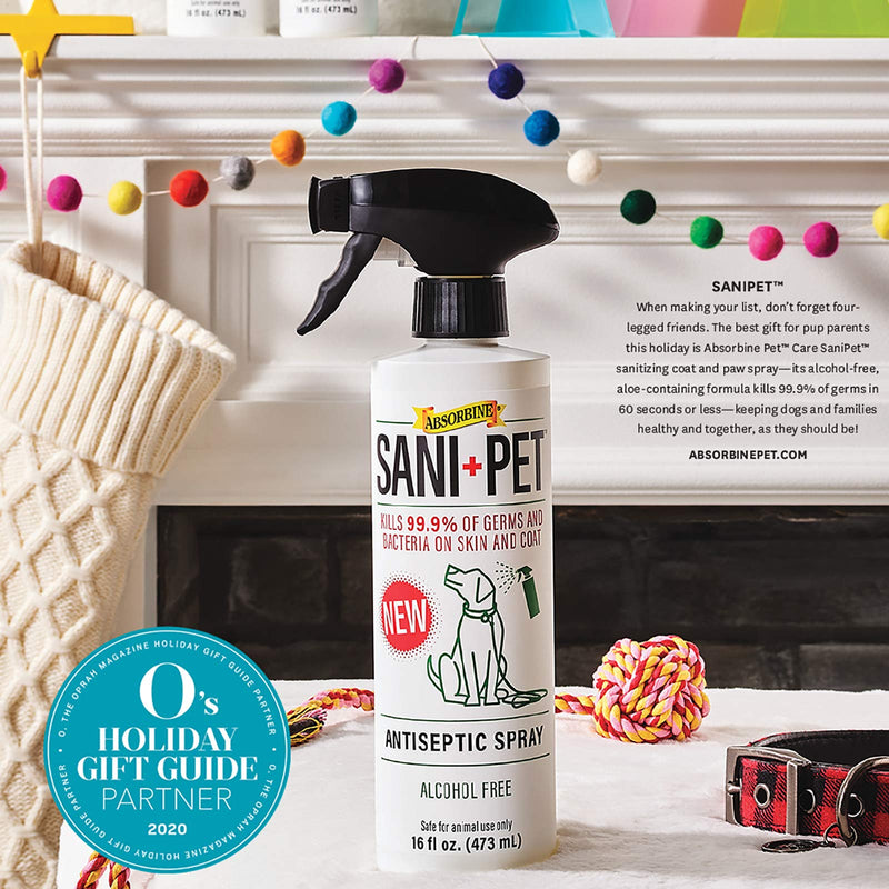 Absorbine SaniPet Pet-Safe Sanitizer Spray, Kills 99.9% of Germs in 60 Seconds or Less, Alcohol-Free, 16oz - PawsPlanet Australia