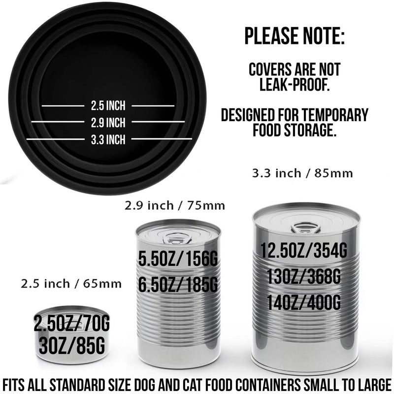 OHMO 2 Pack Pet Can Lids, Universal Silicone Covers for Cat and Dog Can Food 1 Fit 3 Standard Size Can Tops, Black and White 70-420g, Black and White - PawsPlanet Australia