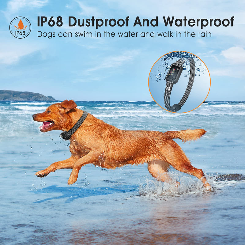 Nzonpet Dog Bark Collar Rechargeable, IP68 Waterproof Touch Screen Auto Bark Collar with No Shock for Small Medium Large Dog 5-15lbs, Humane Anti Barking Training Collar with Beep Vibration Adjustable - PawsPlanet Australia