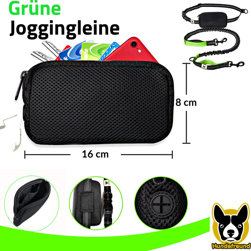 Jogging leash - Elastic and reflective 120 cm dog leash (stretchable up to 200 cm) with adjustable hip belt with hip bag - Ideal for hands-free jogging, walking and hiking - PawsPlanet Australia