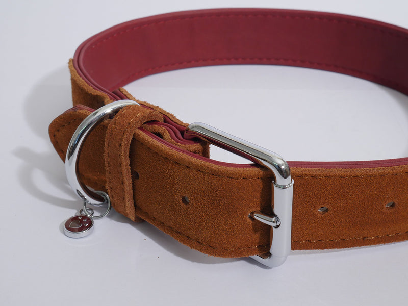 Rosewood Luxury Leather Dog Collar, 12-16inch, soft touch red - PawsPlanet Australia