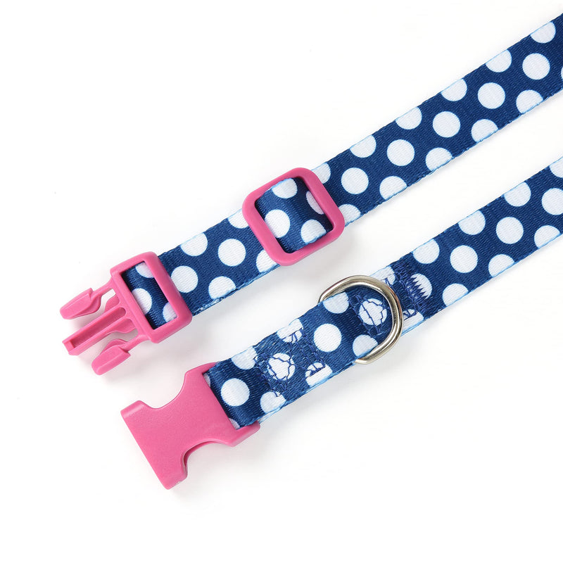 Mile High Life | Geometric Plaid Wave Line Pattern | Soft Poly Cotton Fabric | Black Buckle Dog Collar with D Ring| We Donate to Dog Rescues(S, Blue/White ) Small Neck 11"-15" -20 lb - PawsPlanet Australia