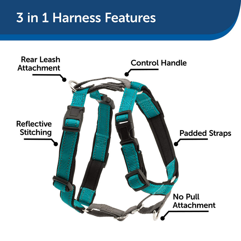 [Australia] - PetSafe 3 in 1 Harness - No-Pull Dog Harness - for X-Small, Small, Medium and Large Breeds - from the Makers of the Easy Walk Harness Teal 