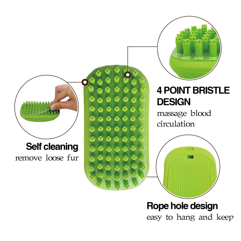 [Australia] - HOP Home of Paws Pet Shampoo Brush Soothing Massage Brush - Great Grooming Tool with Soft Rubber Bristles Curry Comb for Dogs & Cats Washing and Massaging 