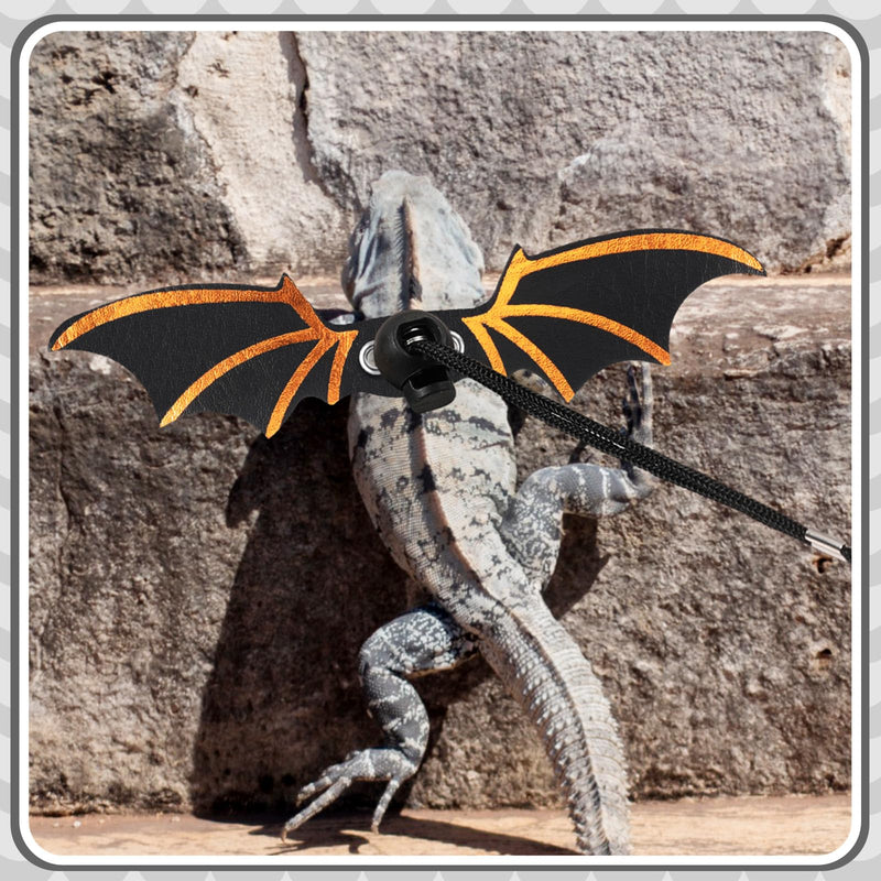 Wesnoy 3 Pcs Bearded Dragon Harness 3 Size Adjustable Cool Leather Lizard Leash Harness Bearded Dragon Leash with Wings for Reptile Safety Walking Accessories (Black) Black - PawsPlanet Australia