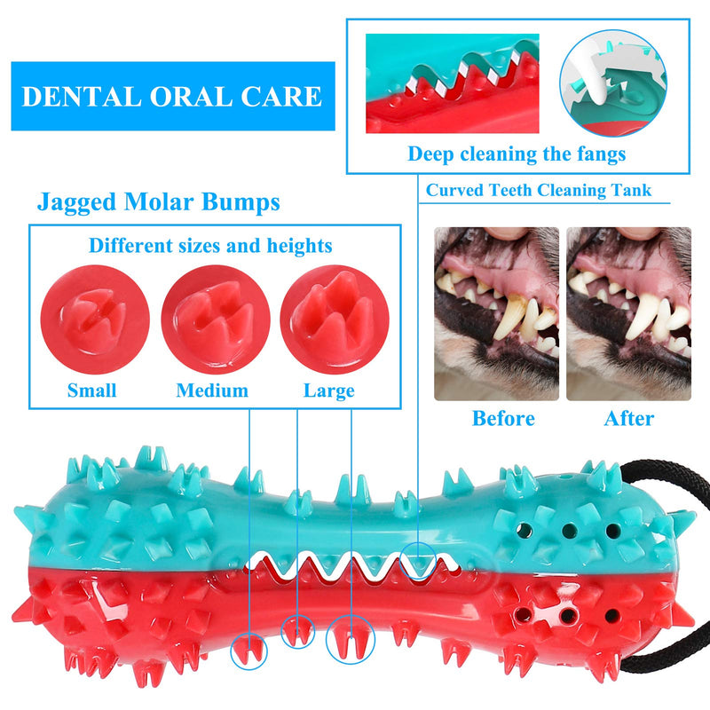 Suction Cup Dog Toy, Natural Rubber Puppy Training Teeth Cleaning Rope Chew Toys for Aggressive Chewers, Interactive Tug of War Treat Balls for Pet, Toothbrush Bone for Boredom Small Medium Large Dogs Red Blue - PawsPlanet Australia